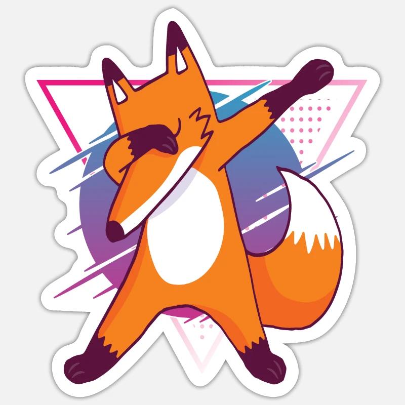 Kinder Fuchs Dabbing Fox Dab Fox in 90s - Sticker Größe S (10 x 10 cm) - Mattweiß