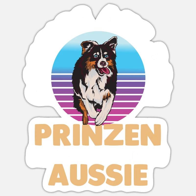 Prinzessin Hundebesitzer Aussie Australian Shepher - Sticker Größe S (10 x 10 cm) - Mattweiß