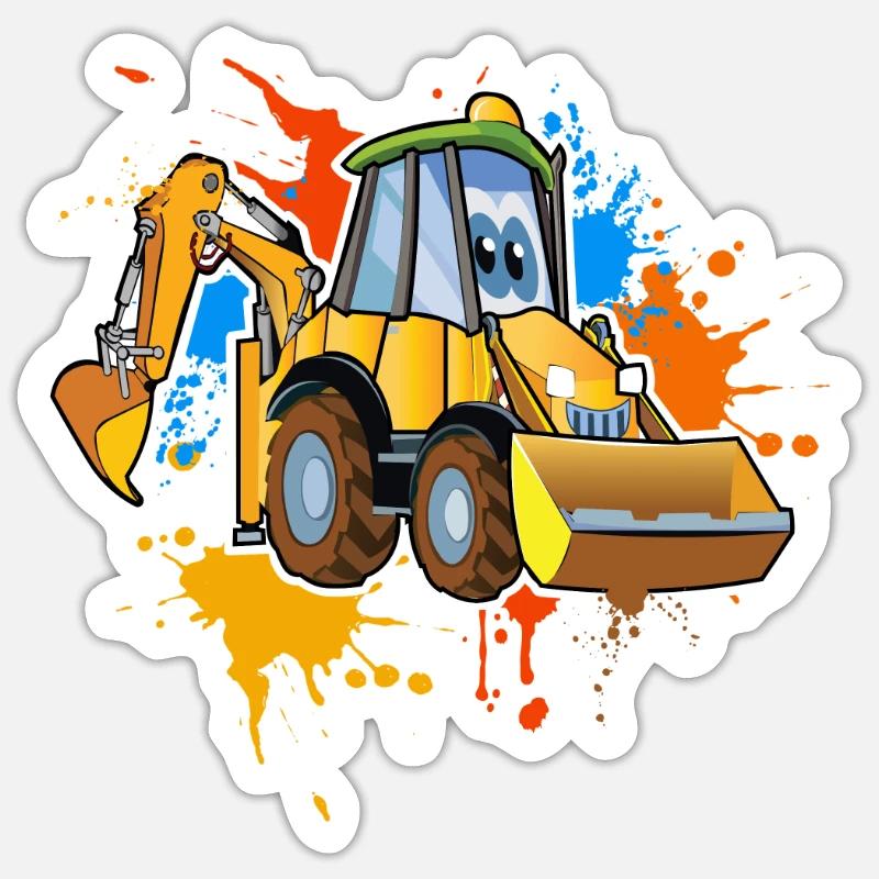 Bagger - Sticker Größe S (10 x 10 cm) - Mattweiß