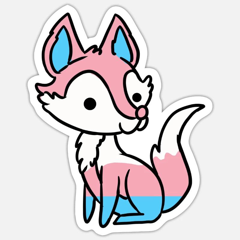 Trans Pride Fox Transgender Pride - Sticker size S (10 x 10 cm) - white matte