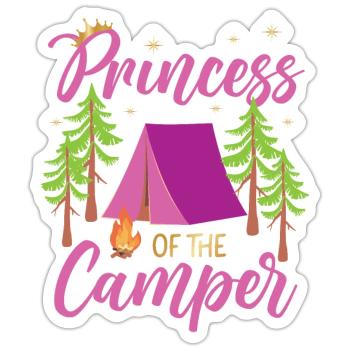 Camping Family Tent Cute Princess - Sticker Größe S (10 x 10 cm) - Mattweiß - Vorne