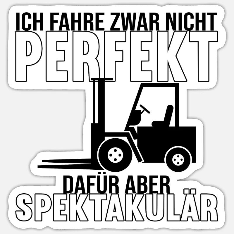 Gabelstaplerfahrer Staplerfahrer Gabelstapler - Sticker Größe S (10 x 10 cm) - Mattweiß
