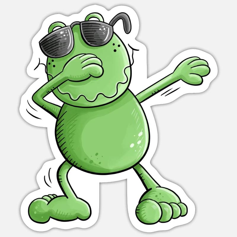 Cool frog with sunglasses Make the Dab Dance - Sticker size S (10 x 10 cm) - white matte