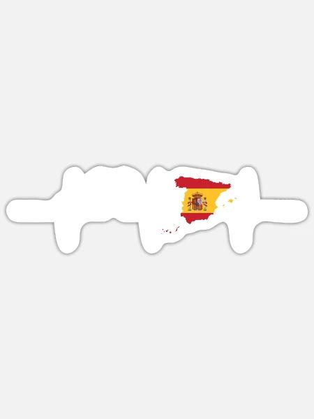 Spanien Herzschlag Flagge Vintage Spanien - Sticker Größe S (10 x 10 cm) - Mattweiß
