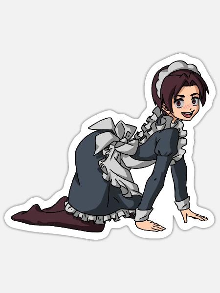 Femboy Maid Anime Boy Aesthetic Crossdressing - Sticker Größe S (10 x 10 cm) - Mattweiß