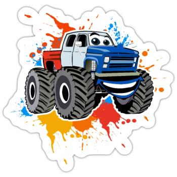Monstertruck - Sticker Größe S (10 x 10 cm) - Mattweiß - Vorne
