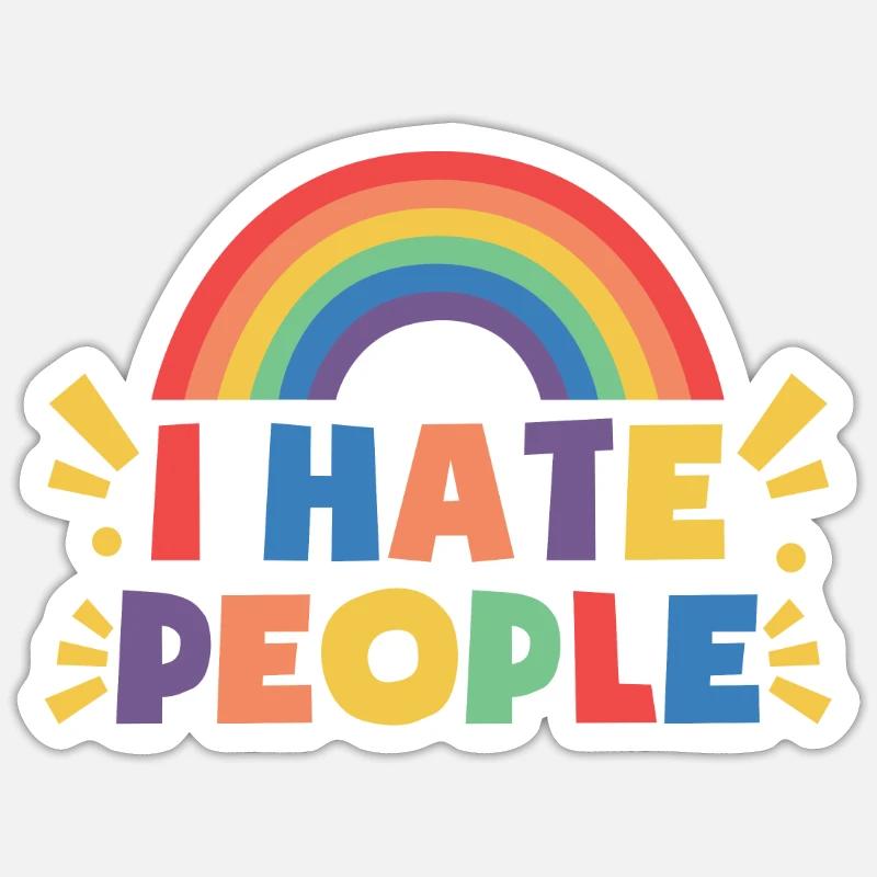 I Hat People Rainbow I Hate People Hate valentine - Sticker Größe S (10 x 10 cm) - Mattweiß