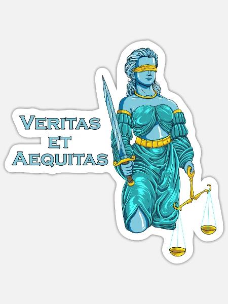 Veritas et Aequitas - Göttin Justitia - Sticker Größe S (10 x 10 cm) - Mattweiß