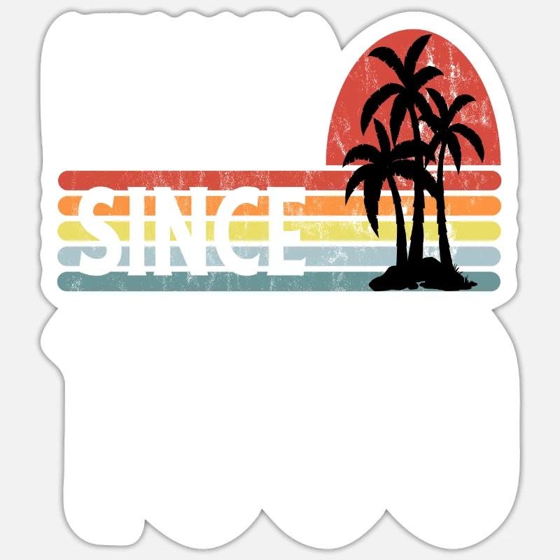 Awesome Since 1959 Sunset - Sticker taille S (10 x 10 cm) - blanc mat
