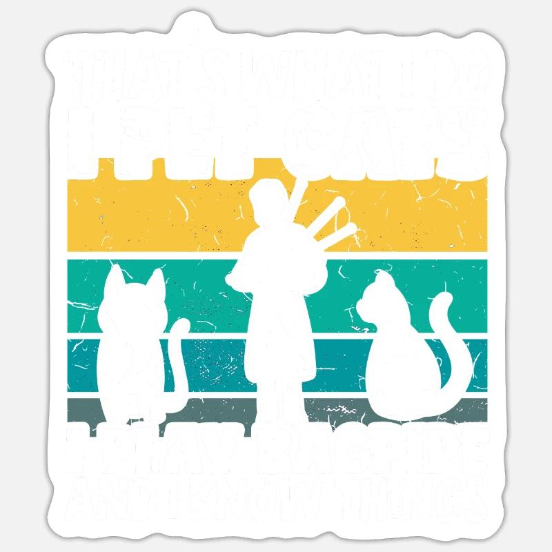 Sackpfeife Dudelsack Bockpfeife Dudelsackspieler - Sticker Größe S (10 x 10 cm) - Mattweiß