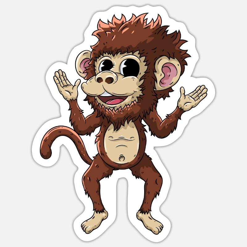 Monkey - Sticker size S (10 x 10 cm) - white matte