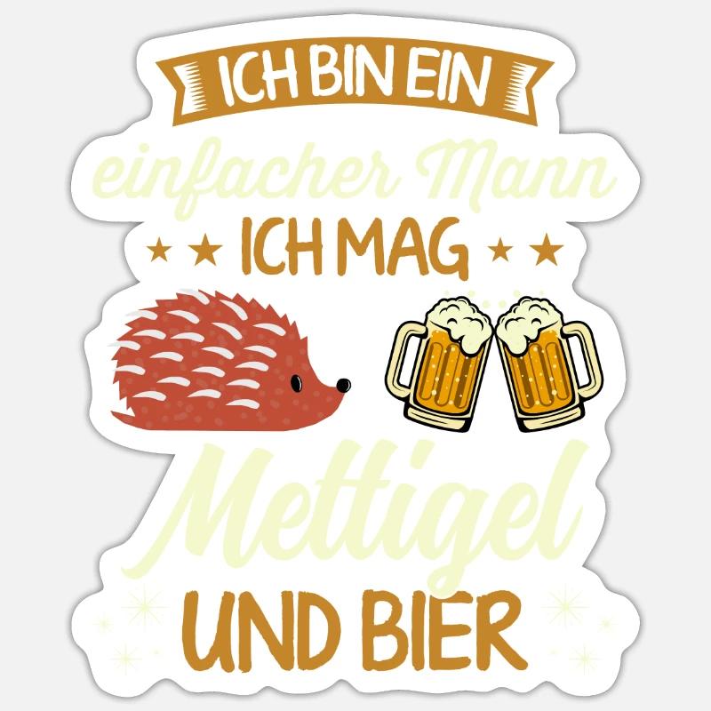 Mettigel und Bier Hackfleisch Hackepeter Mett Sticker Größe S (10 x 10 cm)