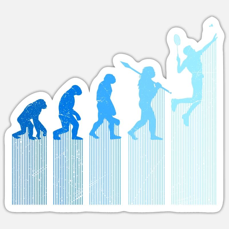 Badmintonspieler Evolution Affe Mensch Entwicklung Sticker Größe S (10 x 10 cm)