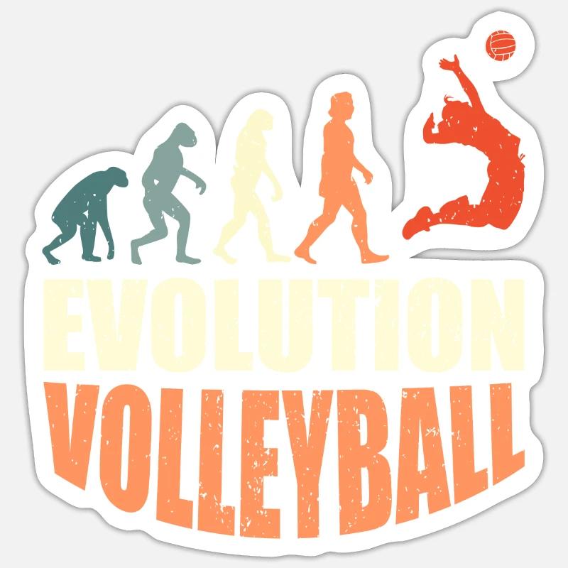 Volleyballer Evolution Volleyball - Sticker Größe S (10 x 10 cm) - Mattweiß
