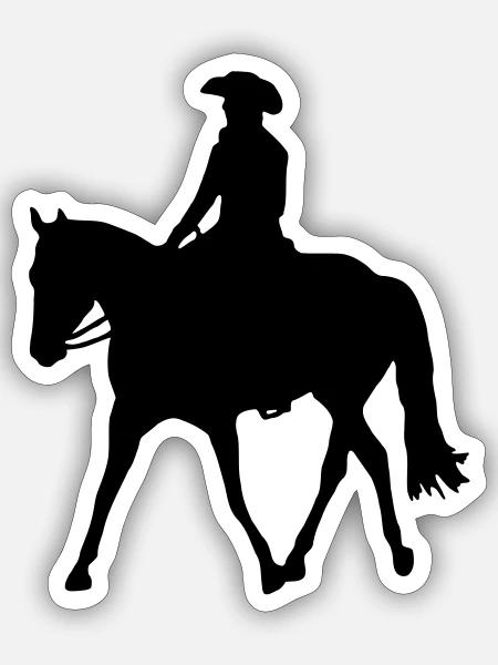 Westernreiter im Jog - Sticker Größe S (10 x 10 cm) - Mattweiß