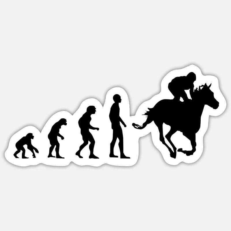 Evolution Équitation Courses de chevaux Course de chevaux Jockey - Sticker taille S (10 x 10 cm) - blanc mat