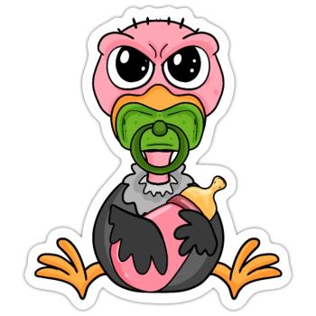 Baby Geier - Sticker Größe S (10 x 10 cm) - Mattweiß - Vorne