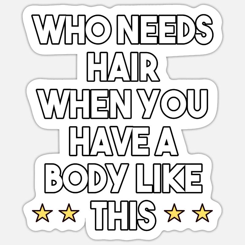 Glatzkopf Bodybuilder - Sticker Größe S (10 x 10 cm) - Mattweiß