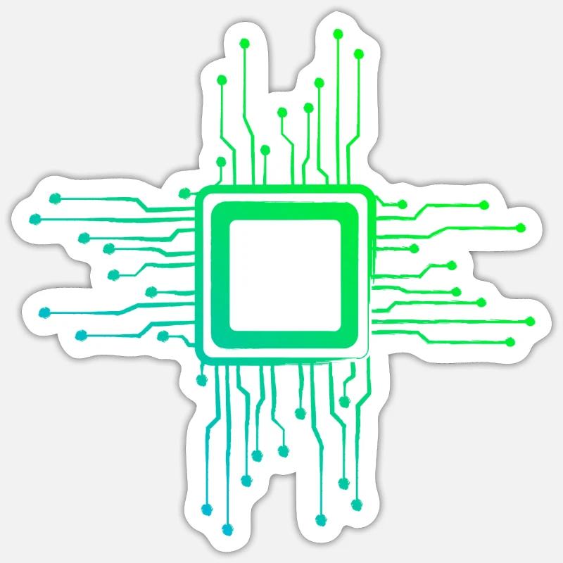 Circuits CPU Puce d’ordinateur Nerds Sticker taille S (10 x 10 cm)