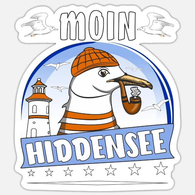 MÖWE MOIN HIDDENSEE - Sticker Größe S (10 x 10 cm) - Mattweiß