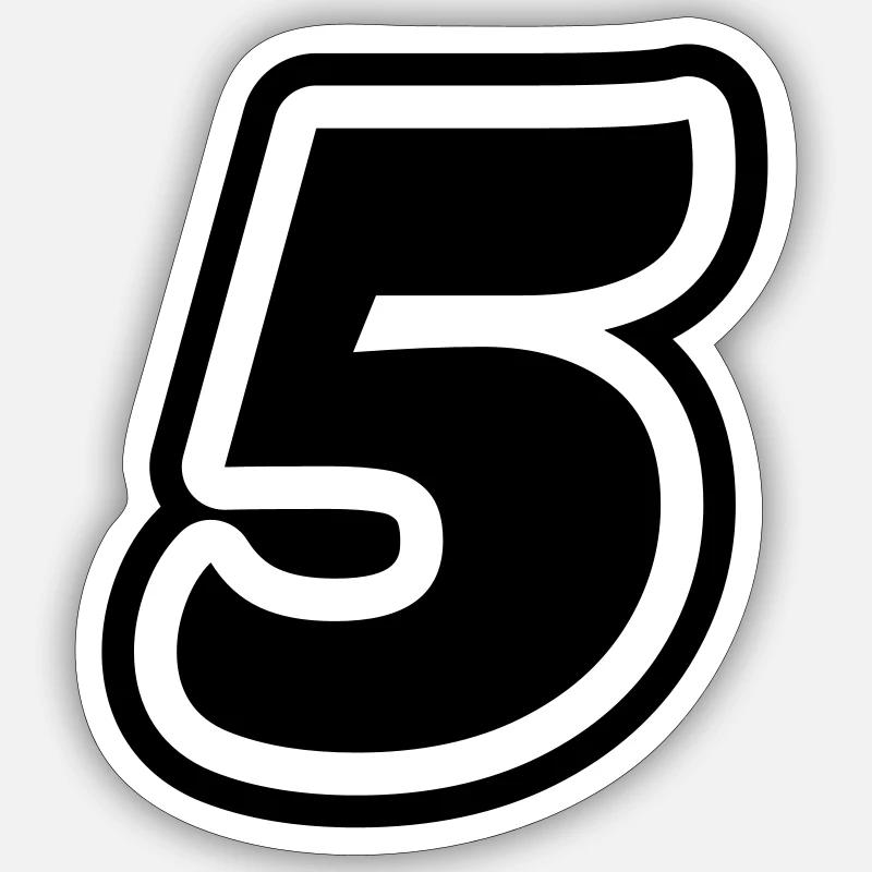 5 Symbole numérique - Sticker taille S (10 x 10 cm) - blanc mat
