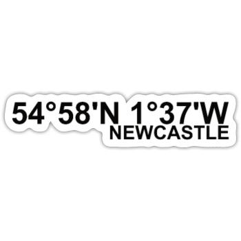 Newcastle upon Tyne Koordinaten - Sticker Größe S (10 x 10 cm) - Mattweiß - Vorne