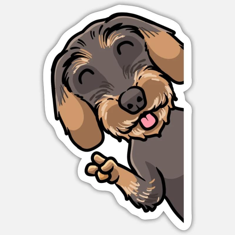 Rauhaardackel Dackel Hund - Sticker Größe S (10 x 10 cm) - Mattweiß