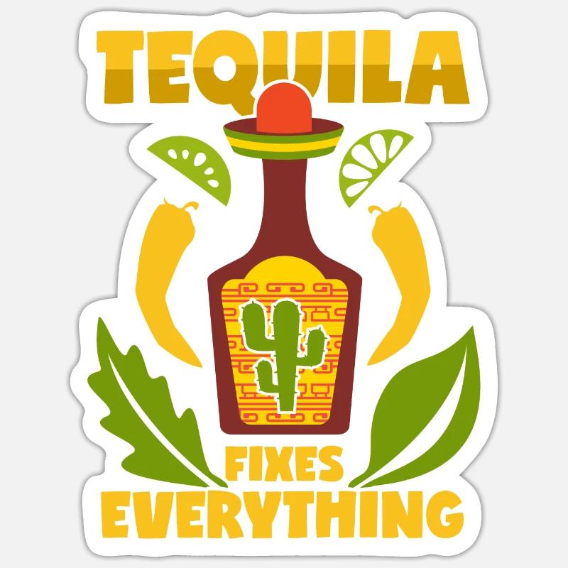 Tequila Spruch Mexiko Schnaps Sticker Größe S (10 x 10 cm)