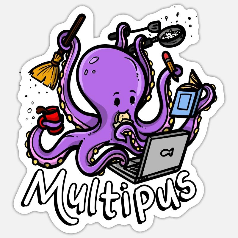 Multipus Multitasking Octopus Sticker size S (10 x 10 cm)