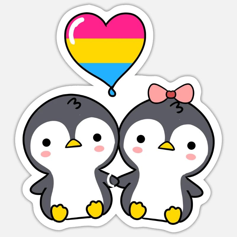 Penguin pair Pan Pride - Sticker size S (10 x 10 cm) - white matte