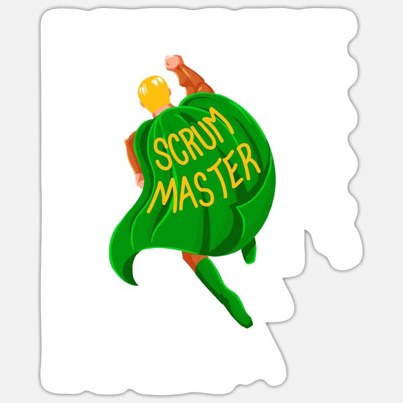Superheld zerstört Impediments - Scrum Master - Sticker Größe S (10 x 10 cm) - Mattweiß