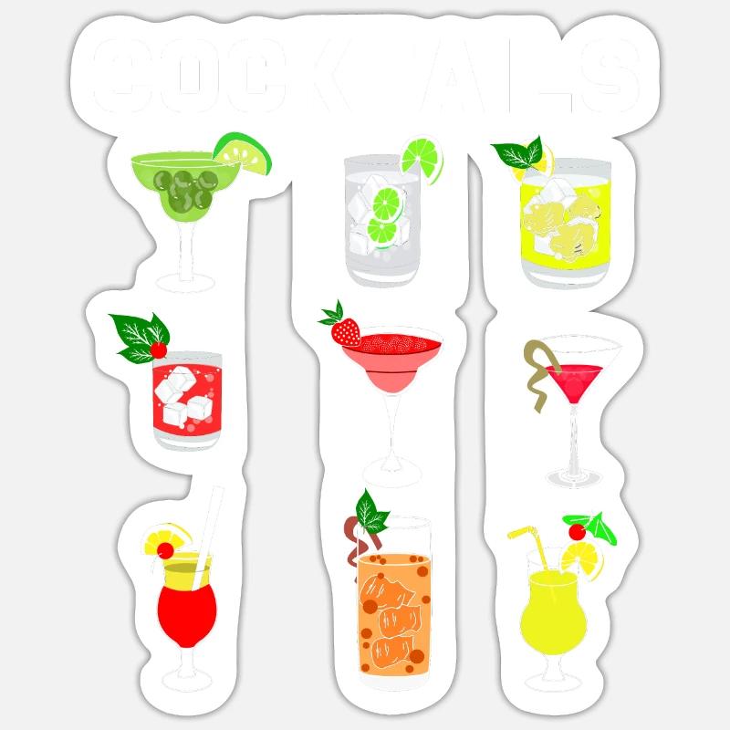 Cocktail - Sticker taille S (10 x 10 cm) - blanc mat