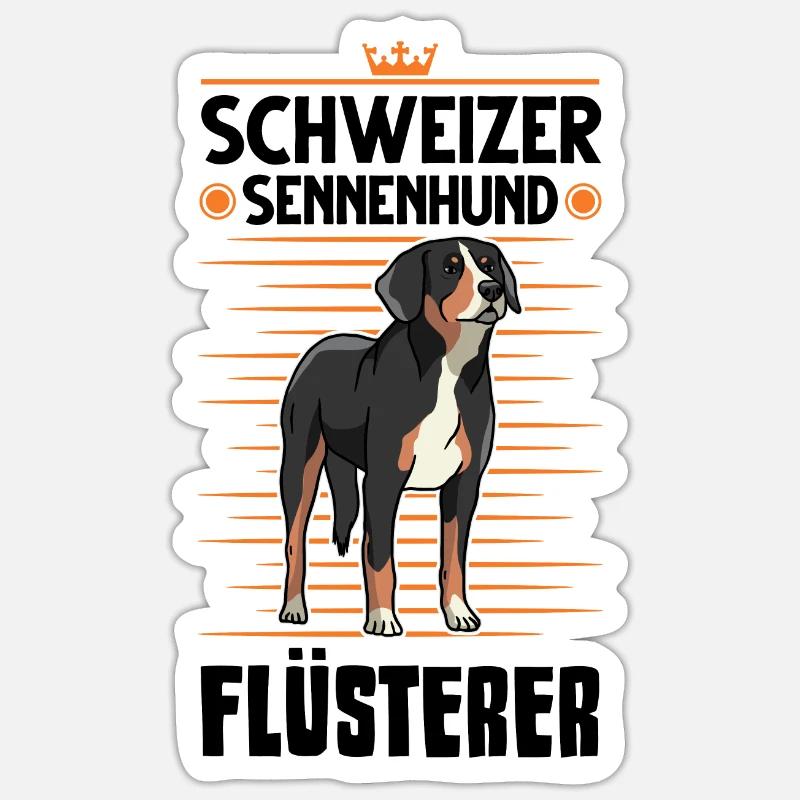 Schweizer Sennenhund Flüsterer - Sticker Größe S (10 x 10 cm) - Mattweiß