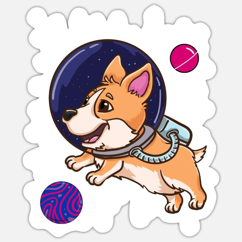 Bisexual Corgi in Space Bisexual Pride - Sticker size S (10 x 10 cm) - white matte