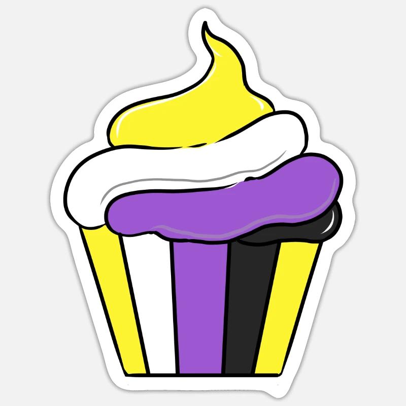 Nonbinary Cupcake Nonbinary Pride Sticker size S (10 x 10 cm)