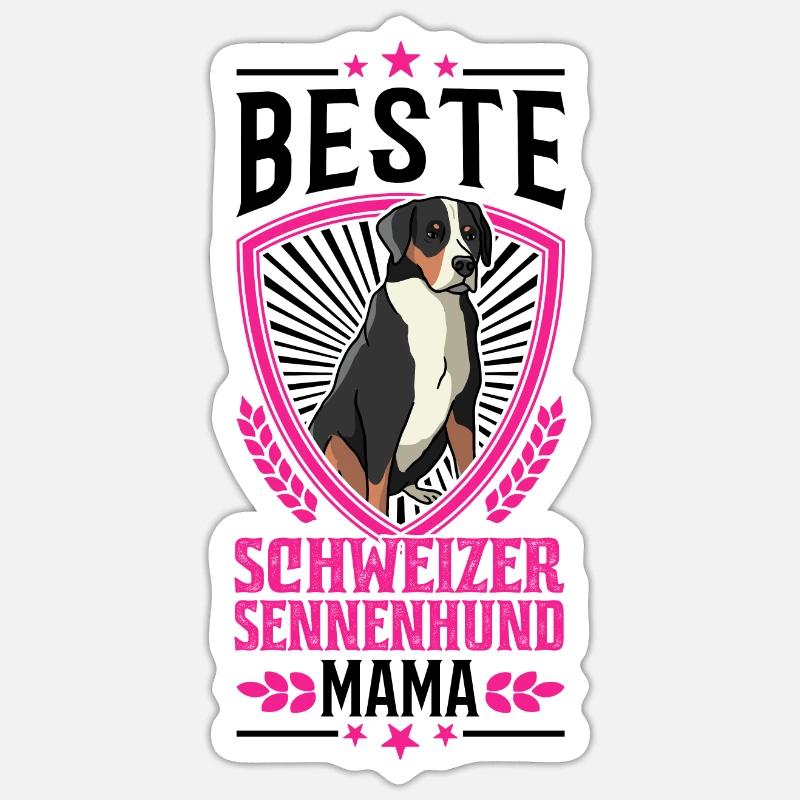 Beste Schweizer Sennenhund Mama - Sticker Größe S (10 x 10 cm) - Mattweiß