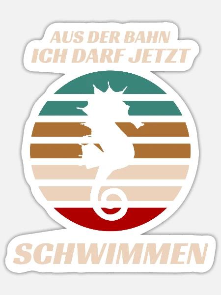 Aus der Bahn ich darf jetzt Schwimmen - Sticker Größe S (10 x 10 cm) - Mattweiß