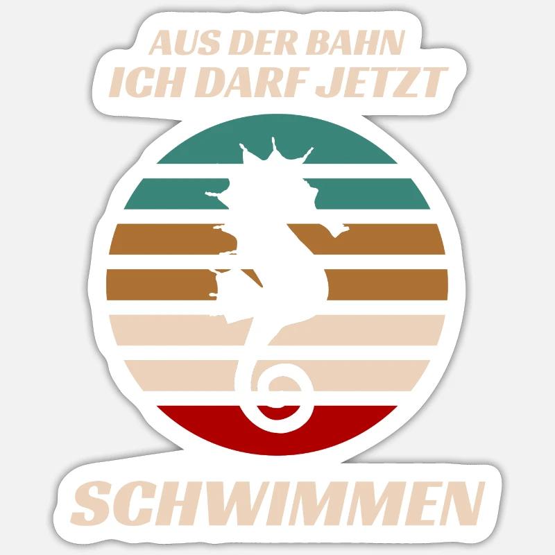 Aus der Bahn ich darf jetzt Schwimmen - Sticker Größe S (10 x 10 cm) - Mattweiß