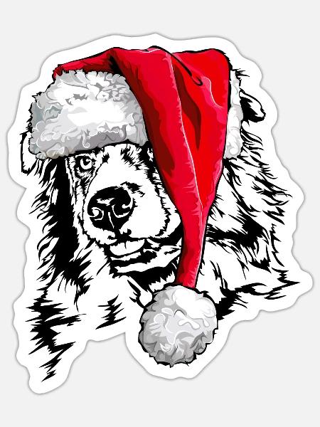 Santa AUSTRALIAN SHEPHERD Weihnachten Wilsigns - Sticker Größe S (10 x 10 cm) - Mattweiß