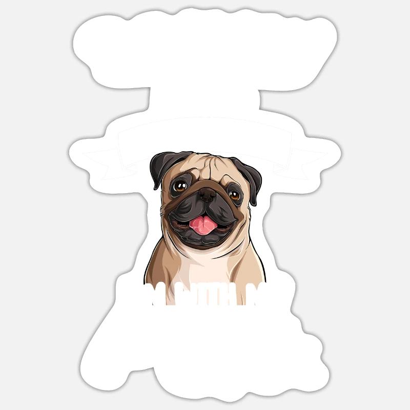 Mops Mops Geschenk - Sticker Größe S (10 x 10 cm) - Mattweiß
