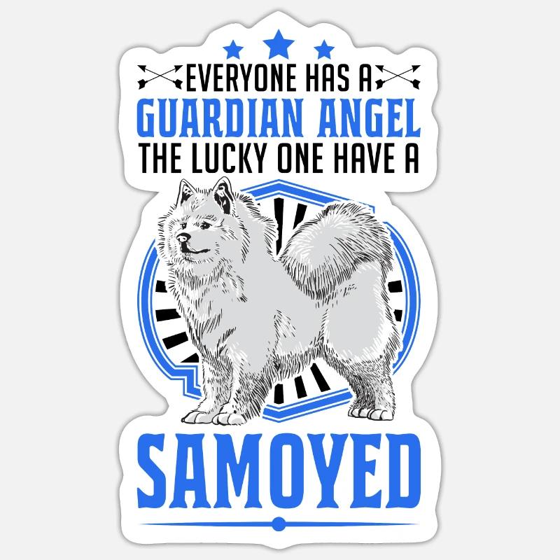 Samojede Schutzengel Schlittenhund Samojeden - Sticker Größe S (10 x 10 cm) - Mattweiß