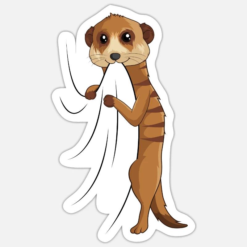 Erdmännchen - Sticker Größe S (10 x 10 cm) - Mattweiß