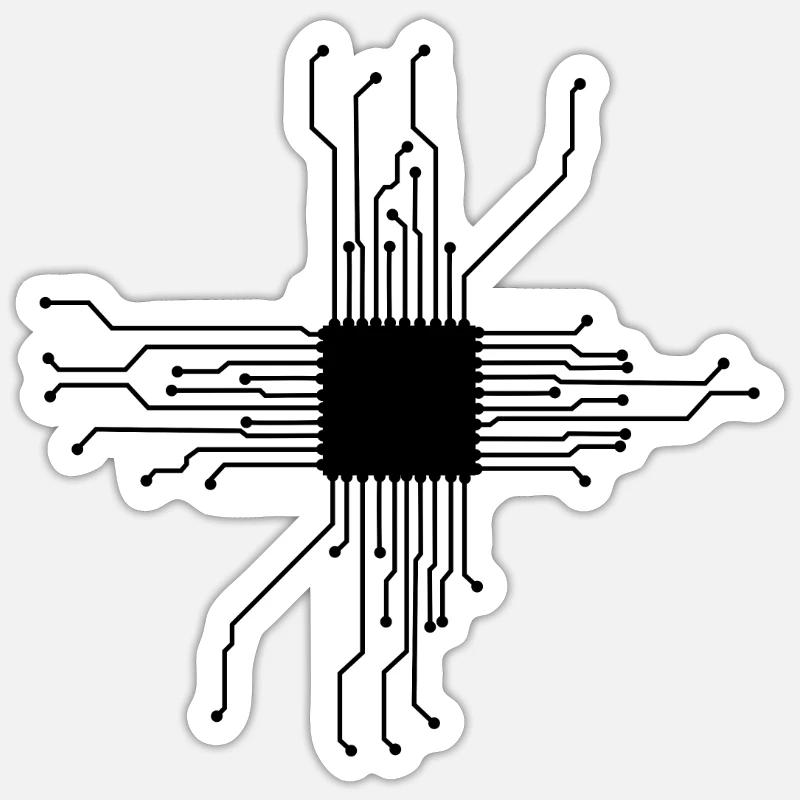 CPU Herz Computerchip Geek Computer Nerd Geschenk Sticker Größe S (10 x 10 cm)