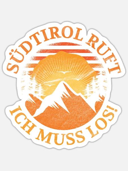 Südtirol ruft Berge Südtiroler Italien - Sticker Größe S (10 x 10 cm) - Mattweiß