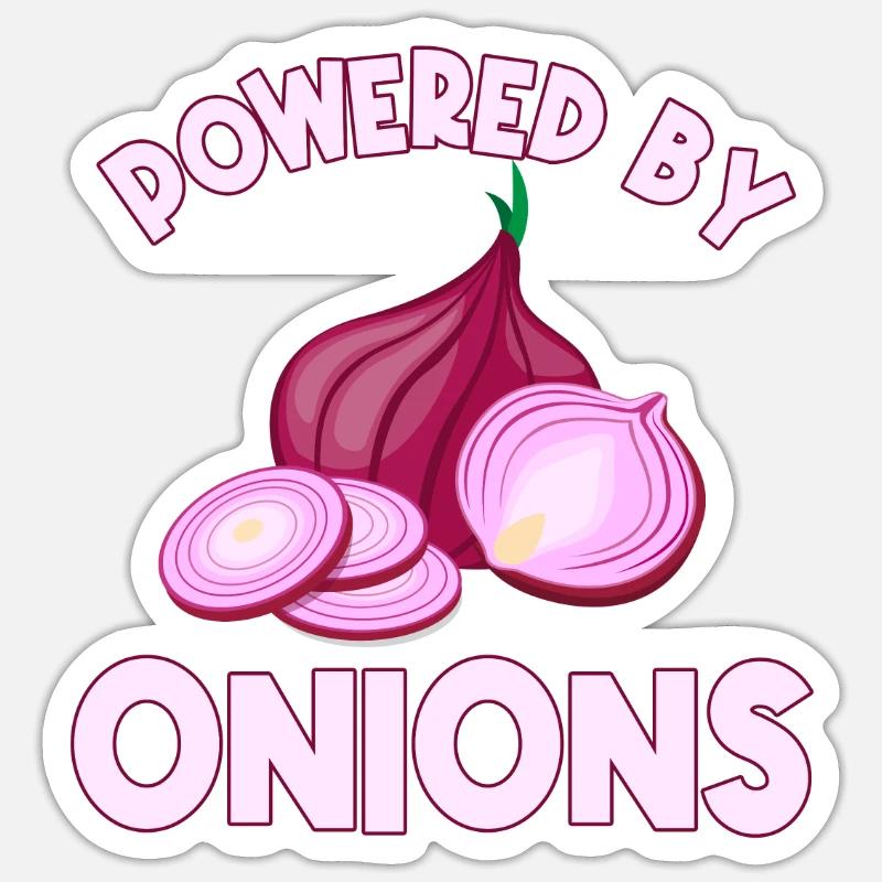 Powered by onions - Sticker size S (10 x 10 cm) - white matte
