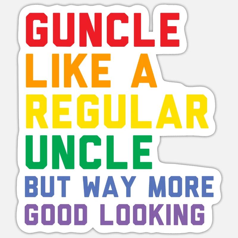 Guncle Regenbogenfahne Pride Monat Geschenk - Sticker Größe S (10 x 10 cm) - Mattweiß