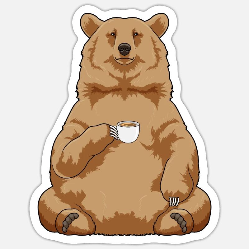 Bear Coffee - Sticker size S (10 x 10 cm) - white matte