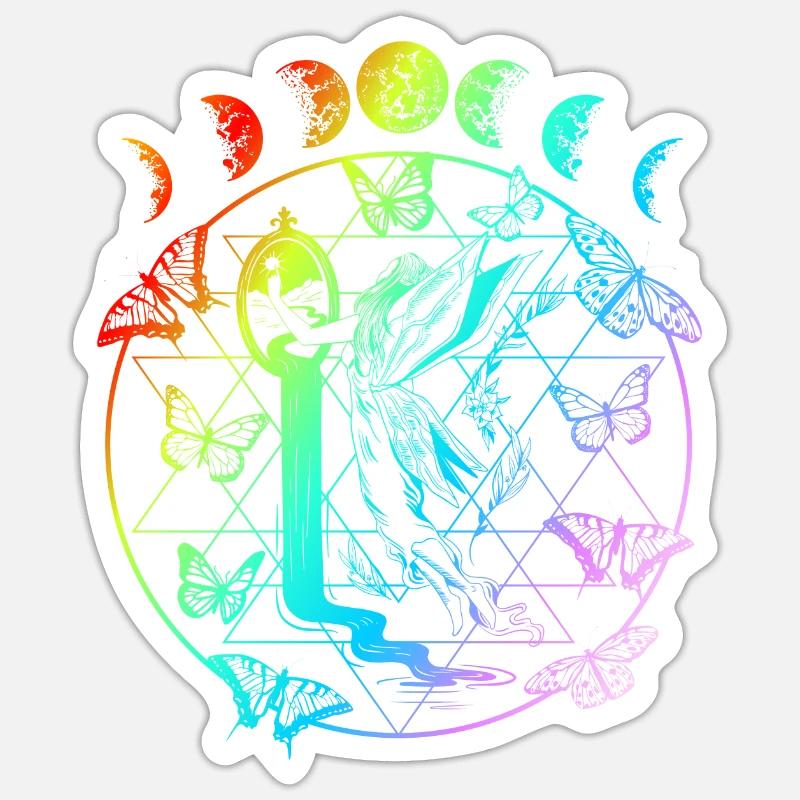 Fee mit Schmetterlingen Elfen Mädchen Geschenk - Sticker Größe S (10 x 10 cm) - Mattweiß