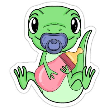 Baby Eidechse - Sticker Größe S (10 x 10 cm) - Mattweiß - Vorne