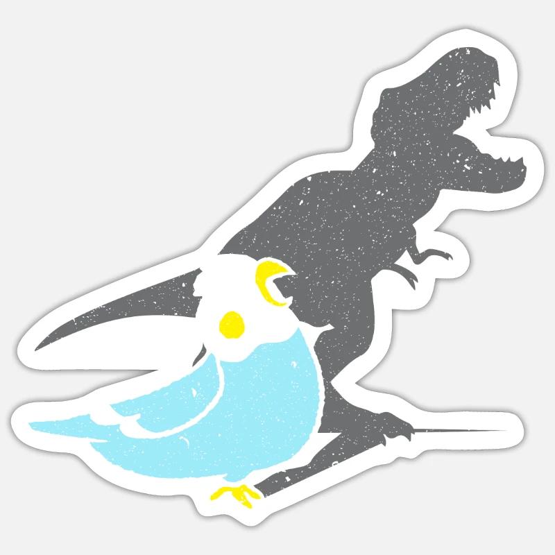 Budgerigar Dinosaur Parakeet - Sticker size S (10 x 10 cm) - white matte